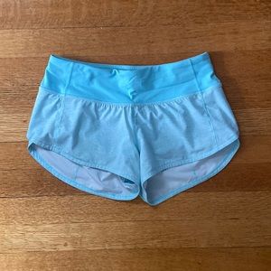 lululemon icing blue speed up shorts 2.5”